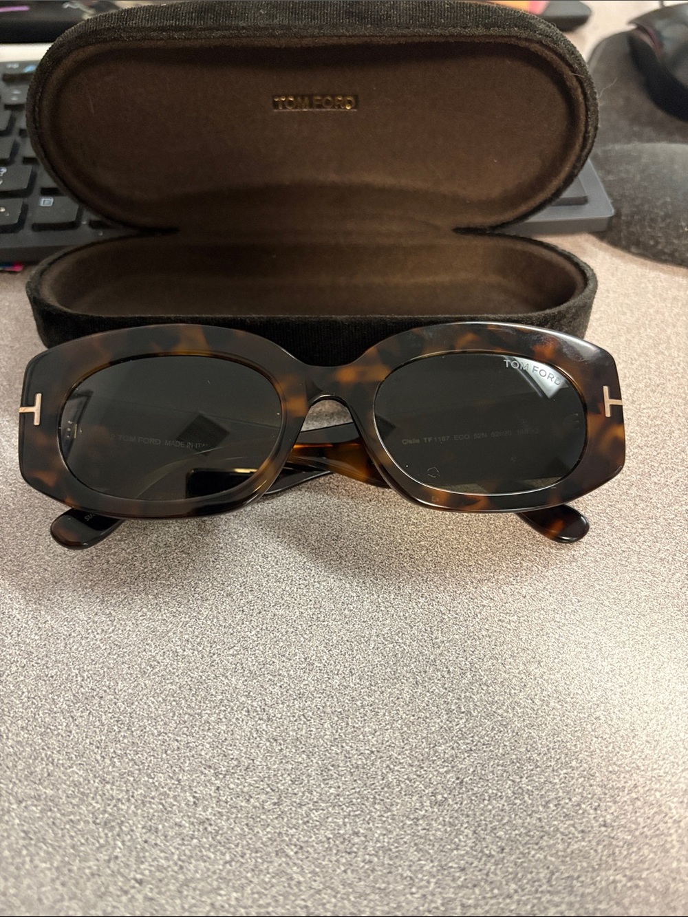 Tom Ford Tortoiseshell Sunglasses with Dark Lenses